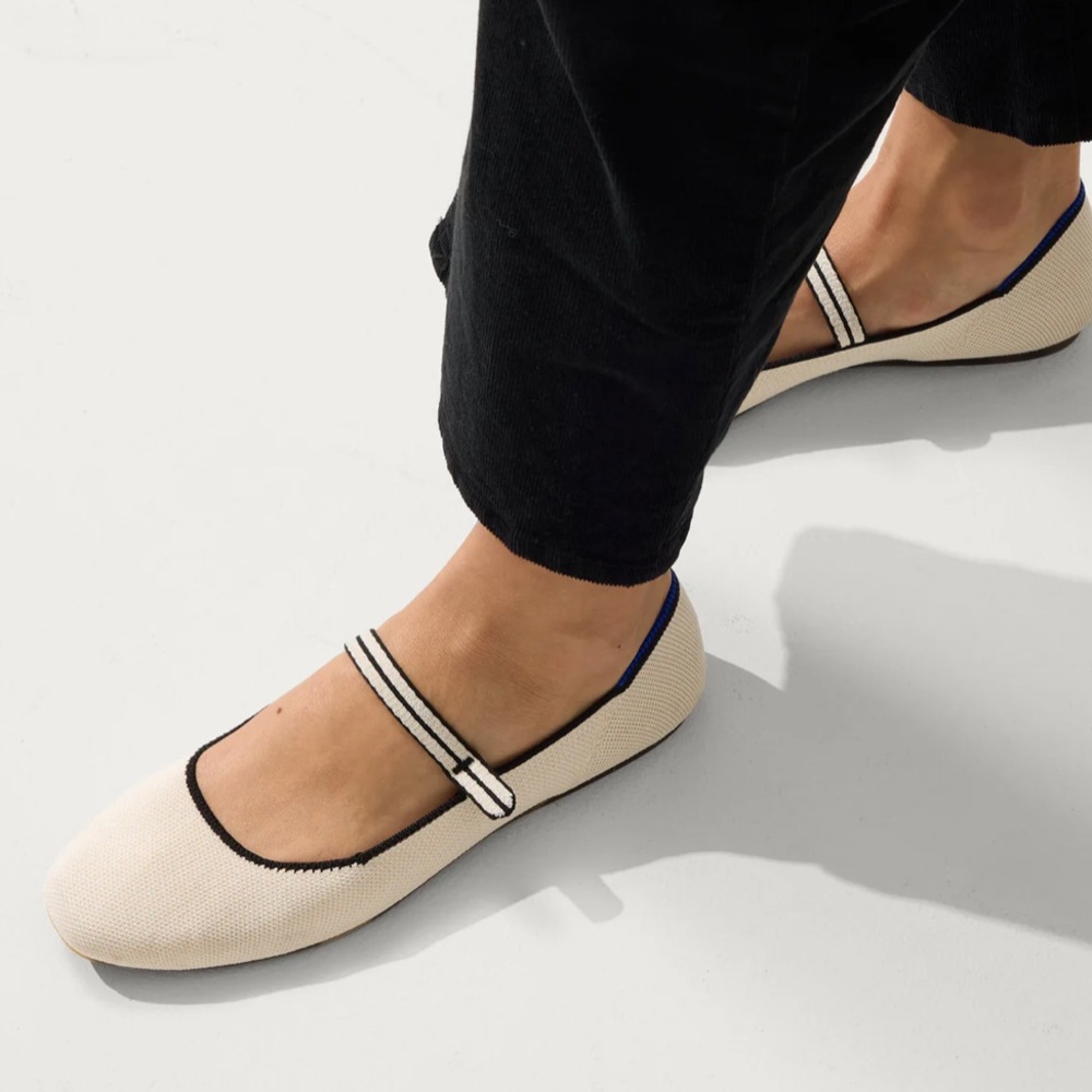Rothy's Cream and Black Flats
